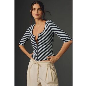 Anthropologie Maeve Front Zip Neck Blouse Top